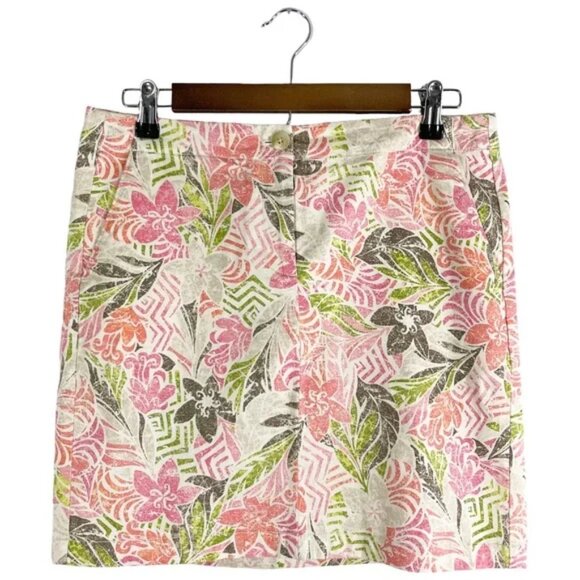 J. Jill Dresses & Skirts - J. Jill Skirt Live In Chino Pink Coral Floral Print w/ Pockets, Size 6P